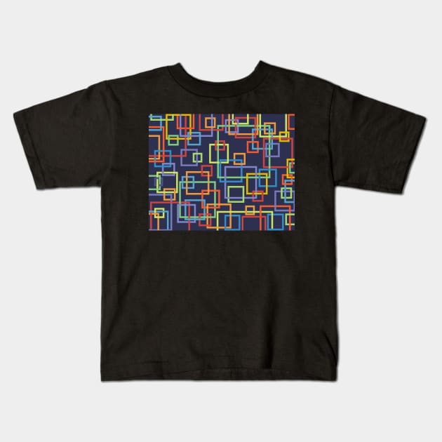 Rainbow Squares Kids T-Shirt by DigitalShards